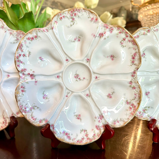 Beautiful Antique French Limoges Oyster Plates (3) Available