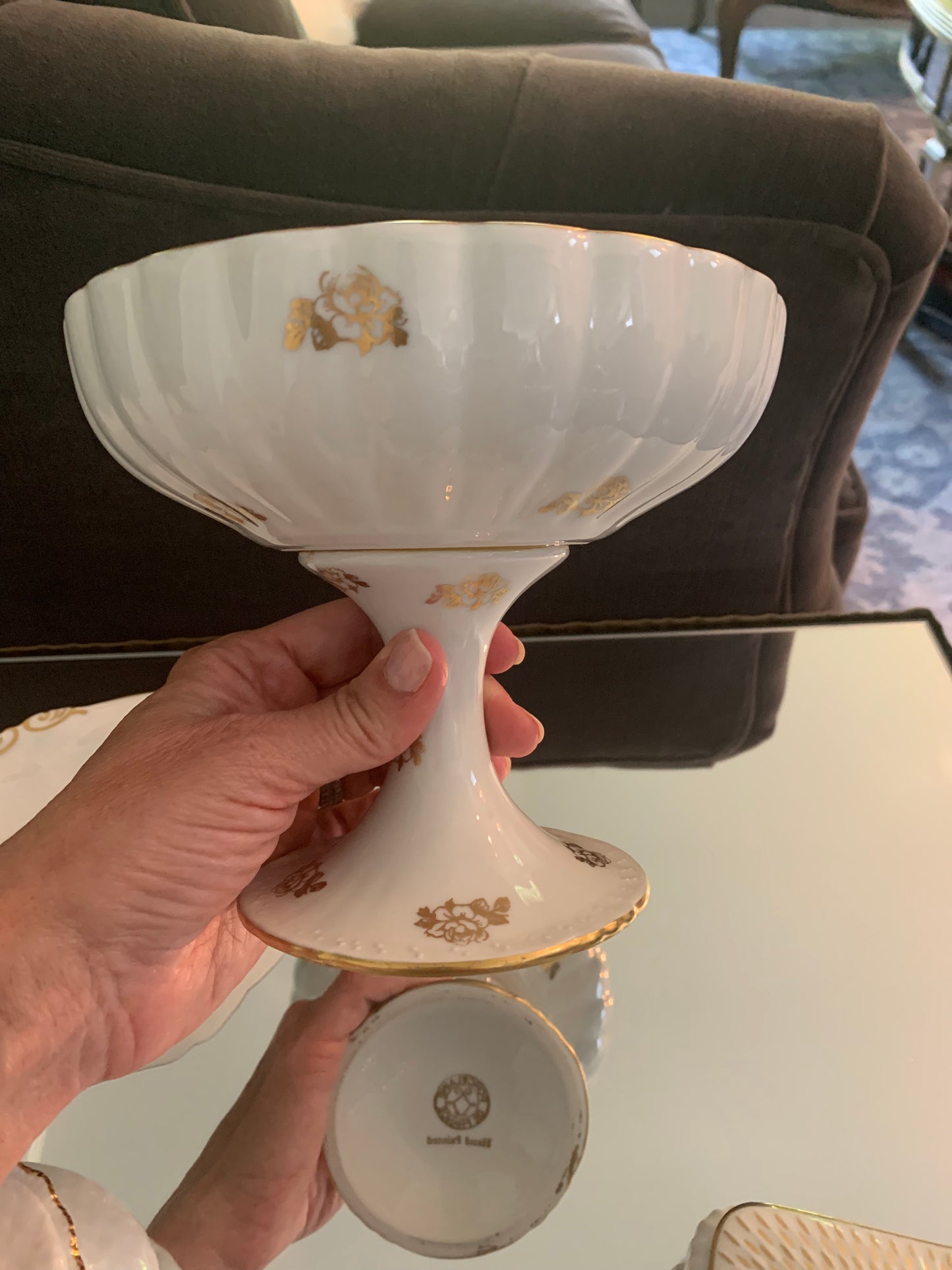 Gilded French Porcelain Compote