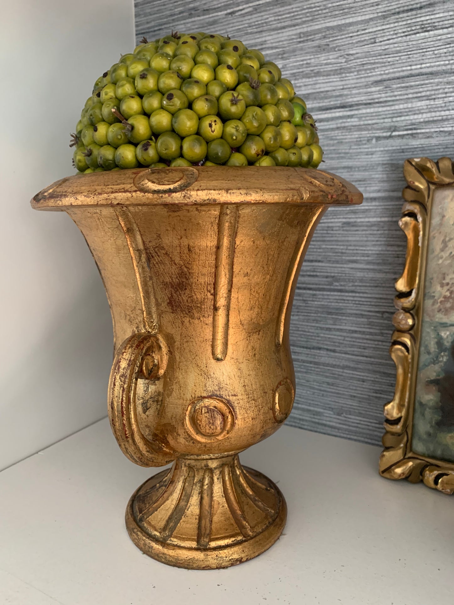 Classic Style Gold Gilded Terracotta Urn Made in Italy