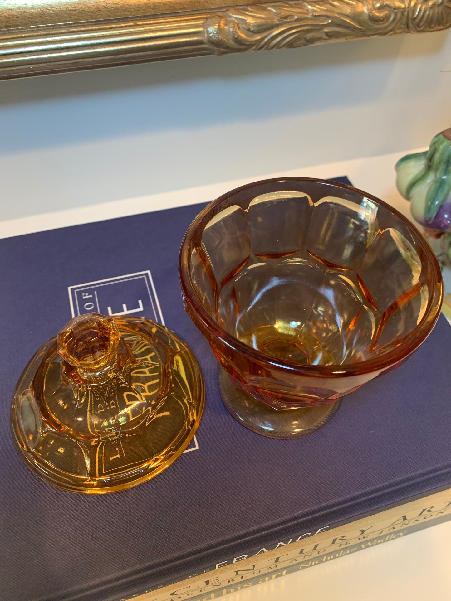 Westmoreland Amber Glass Covered Dish