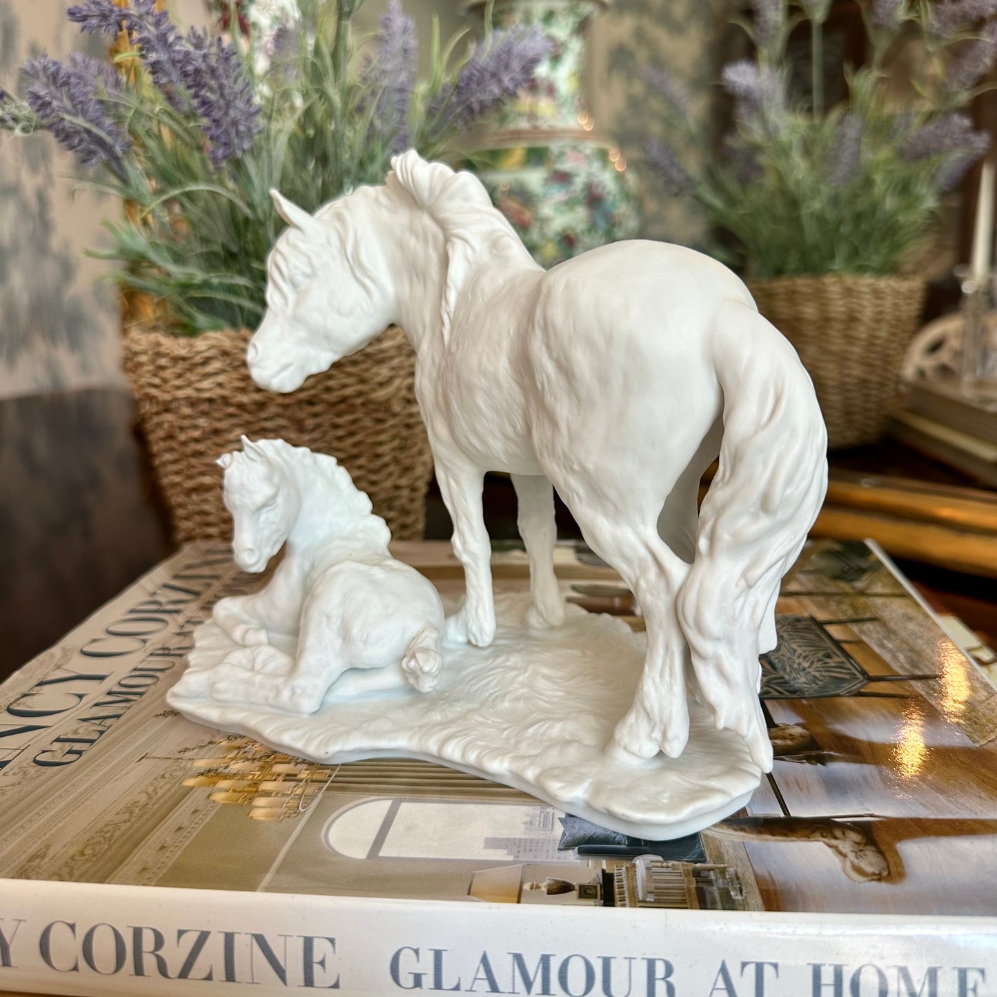 Beautiful Germany Kaiser Porcelain Bisque Limited Edition Horse & Foal Figurine