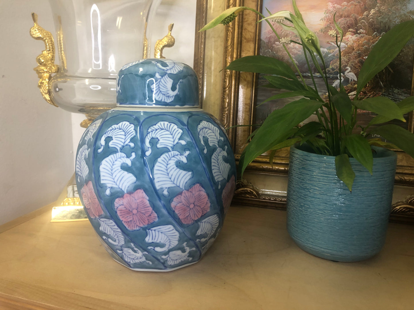 Beautiful pastel swirled ginger jar - Excellent condition!