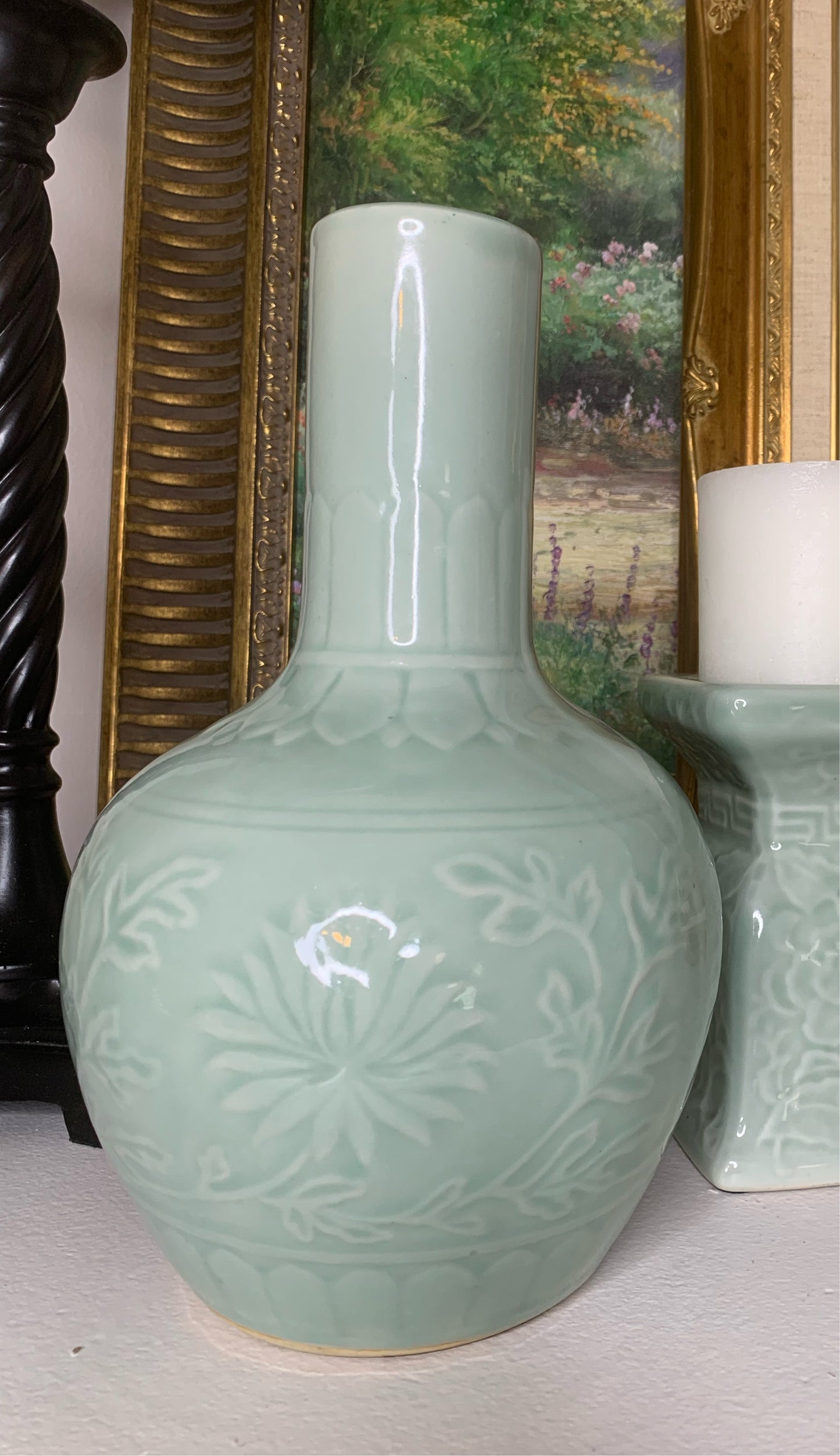 Beautiful Celadon tall vase - Excellent condition!