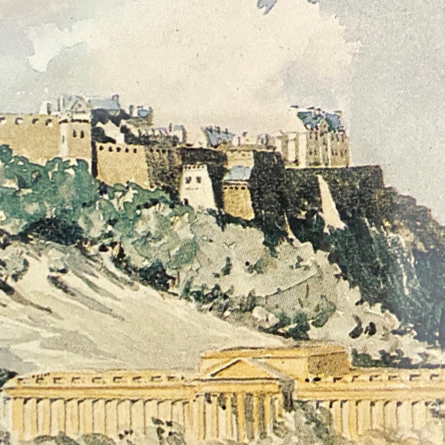 Set of two vintage charming lithograph prints if Edinburgh castle & Stirung Castle