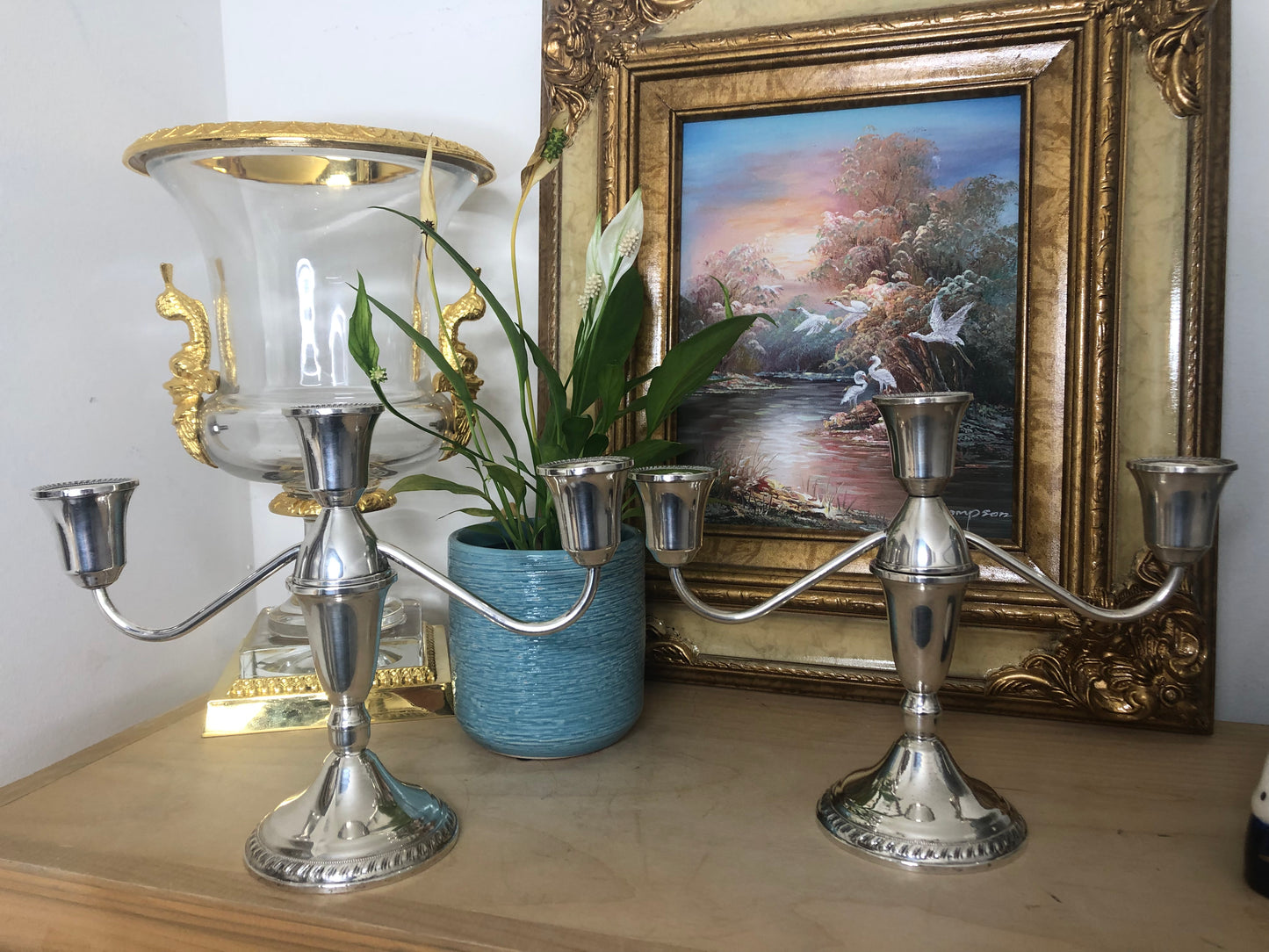 Stunning Sterling Weighted Candelabras Pair (2) - Excellent Condition!