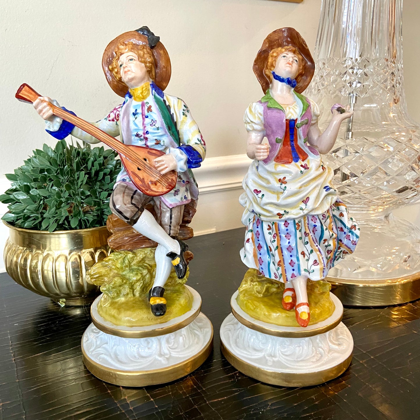 Set of 2 glorious vintage porcelain statue figurines
