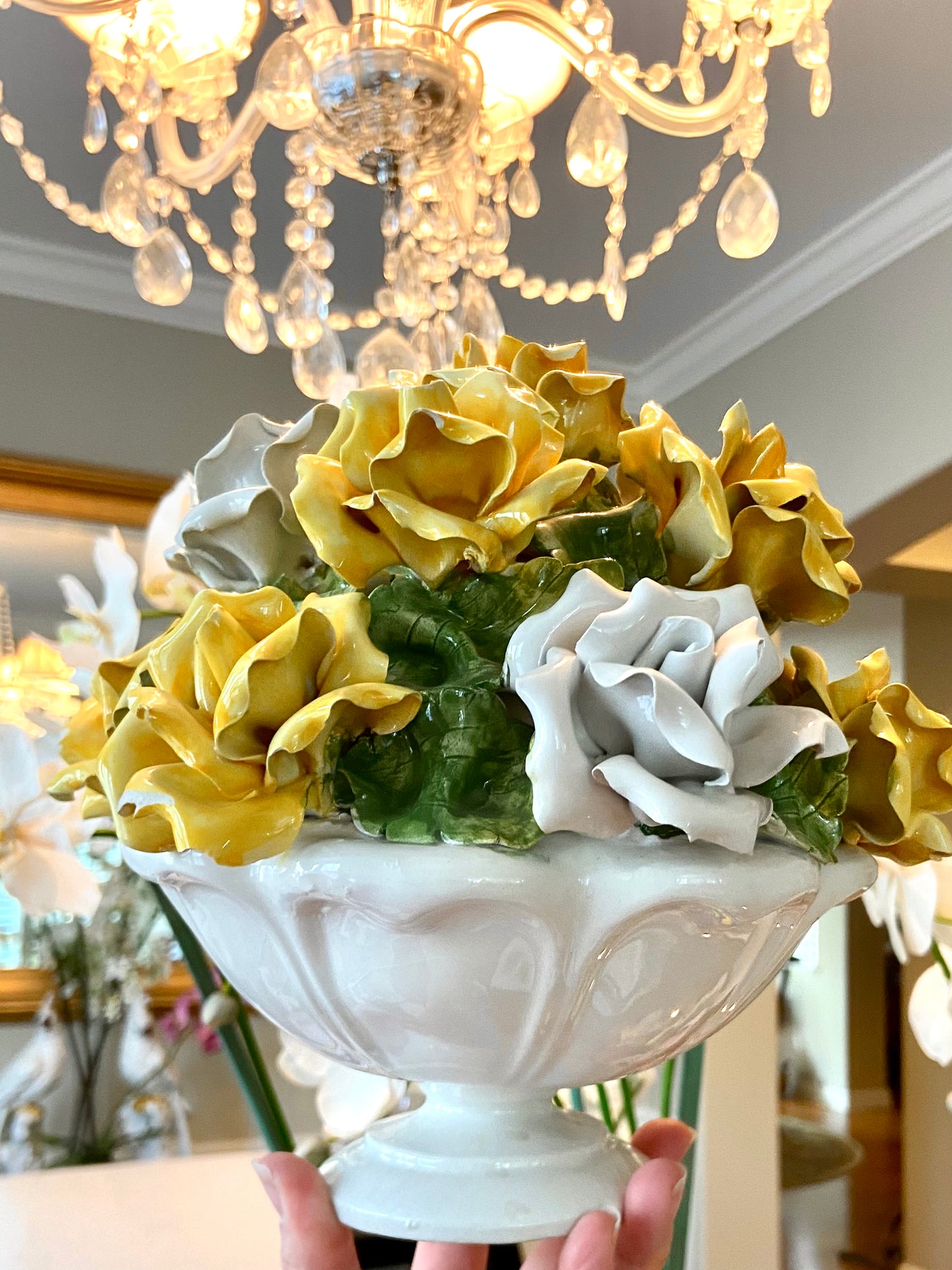 Gorgeous vintage porcelain Italian designer  floral centerpiece decor
