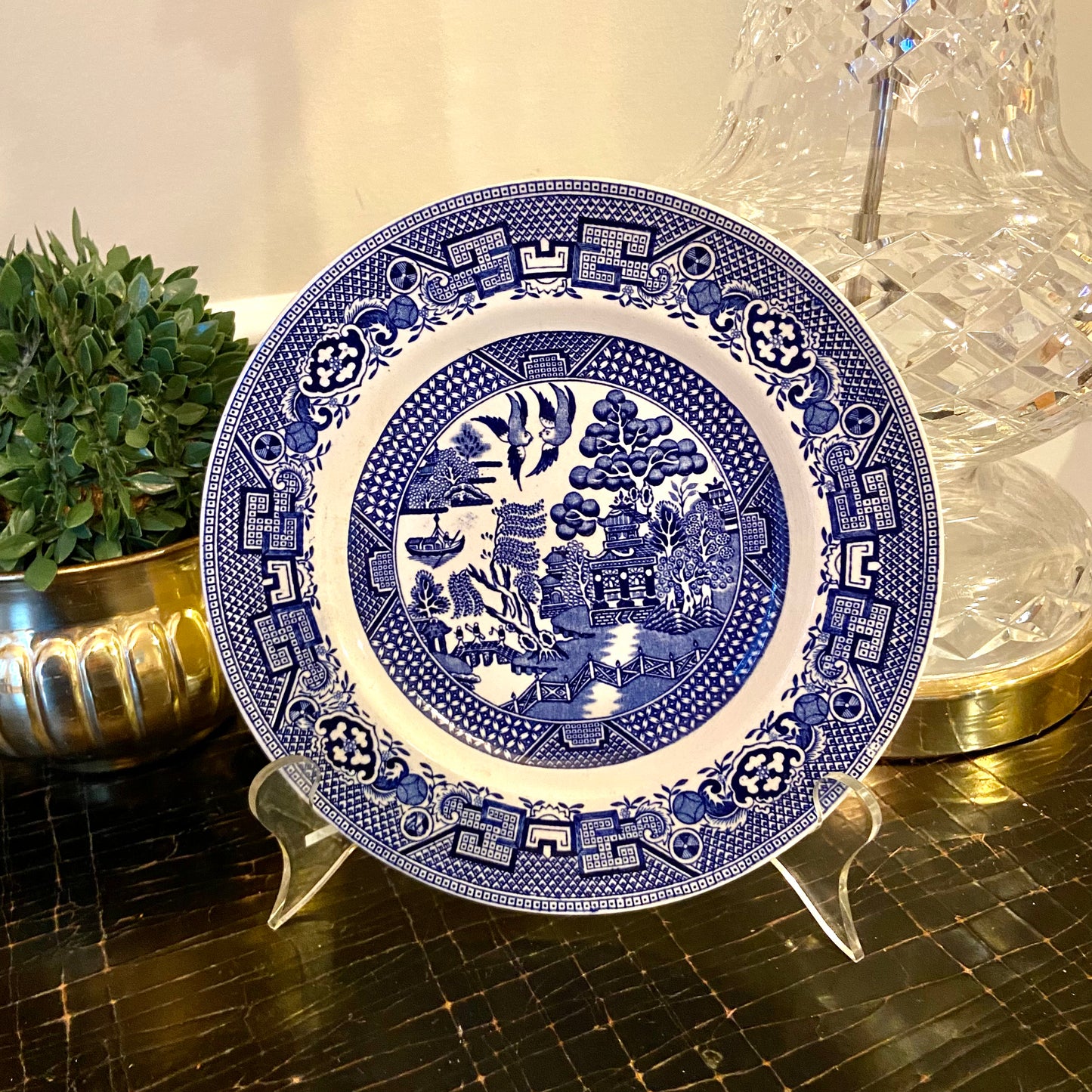 Stunning cobalt Old Willow Dinner Plate by Swinnertons of Staffordshire England