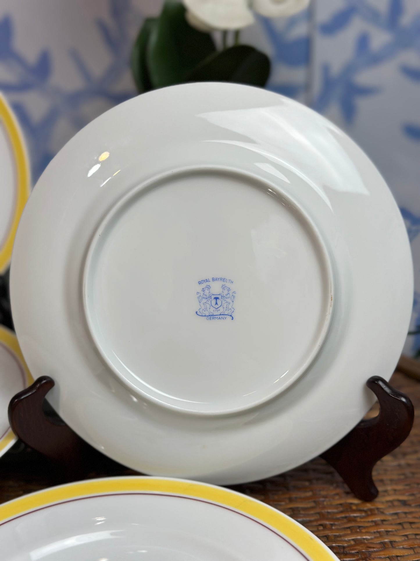 Vintage Set (5) Audobon Bird Porcelain Plates, Yellow 8”D - Pristine!