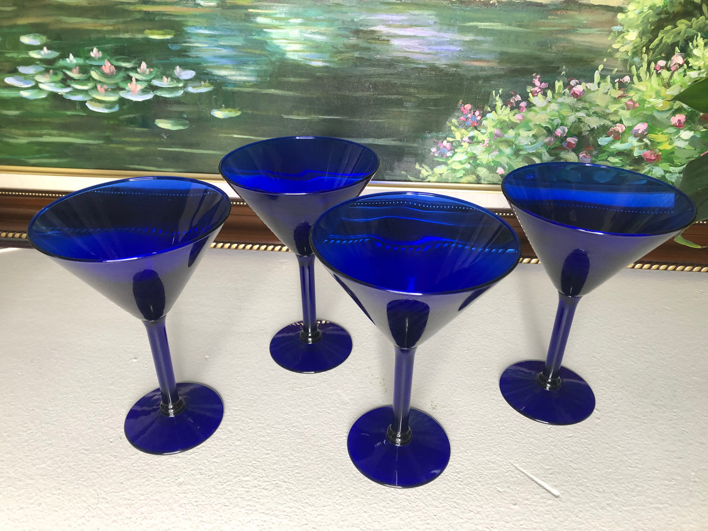 Vintage Cobalt Martini Glasses Set of 4 - Excellent Condition!