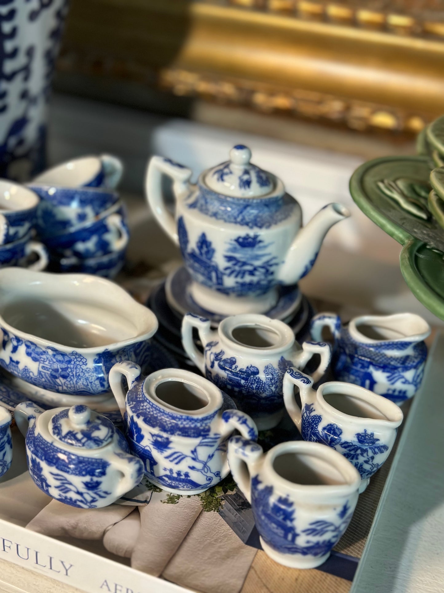 WCCR - Vintage Blue & White Japan Blue Willow Child's Tea set - AS IS