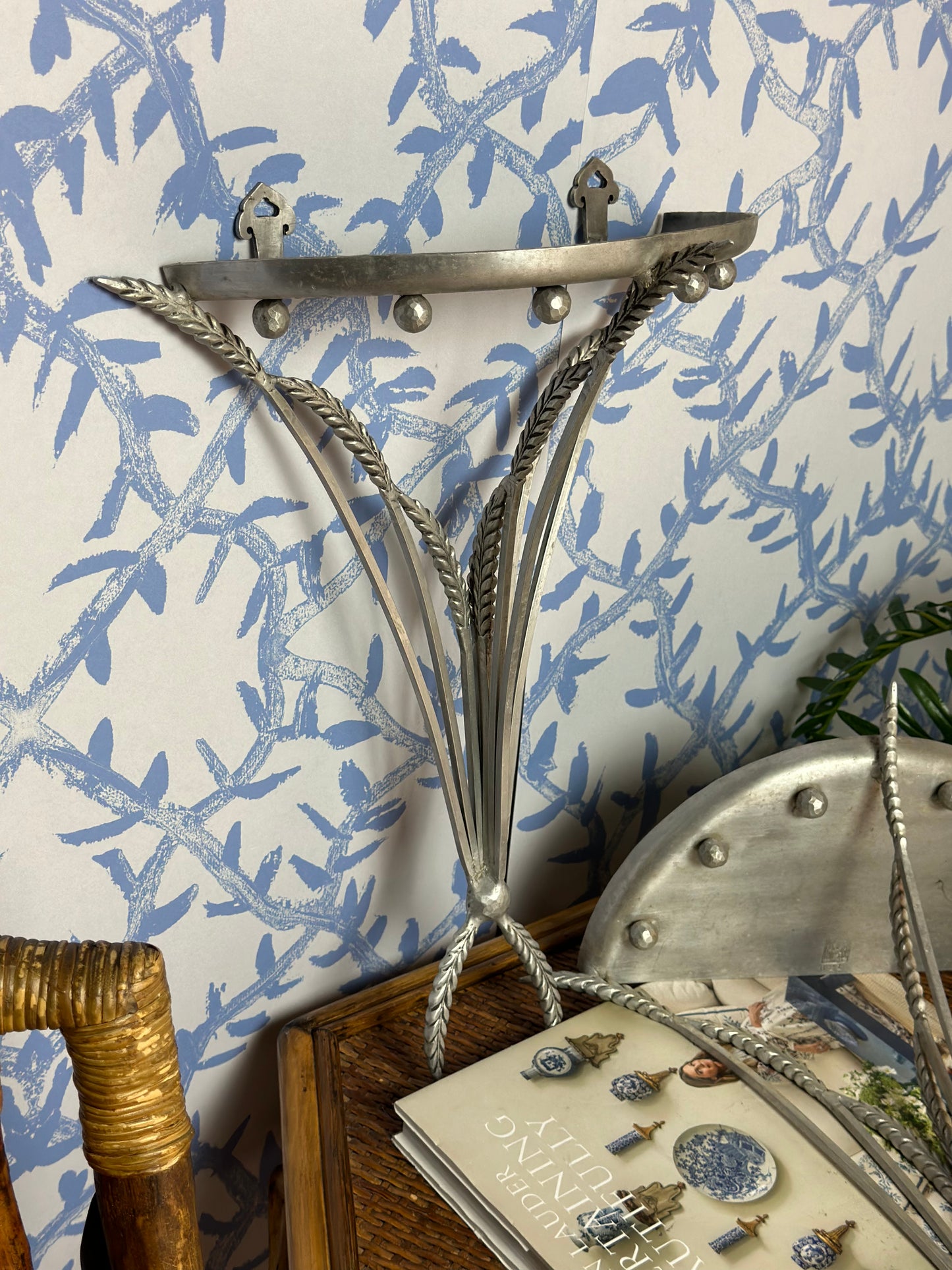 WCCR COLLECTION - Silver Pewter Pair (2) Wall Sconces, 17x14" - Pristine!