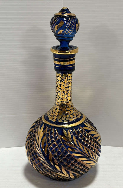 Cobalt Blue Persian Decanter, with Gold Gilding, Gorgeous!!