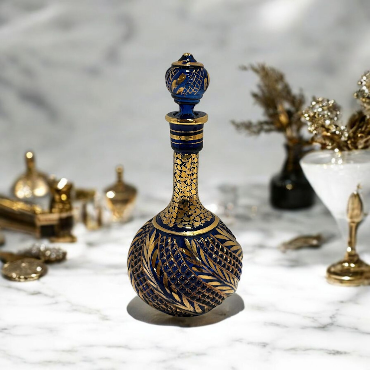 Cobalt Blue Persian Decanter, with Gold Gilding, Gorgeous!!