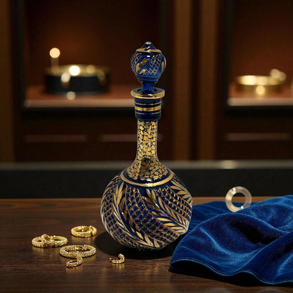 Cobalt Blue Persian Decanter, with Gold Gilding, Gorgeous!!