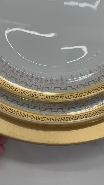 Antique 1890’s - Set (12) Cauldon Dinner Plates, 10”D - Pristine!