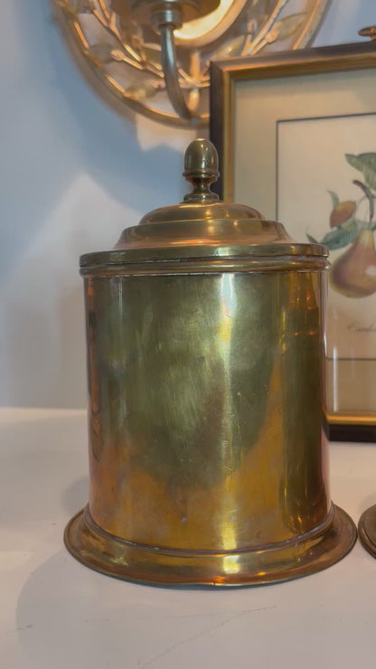 Set of (4) Antique Brass Canisters