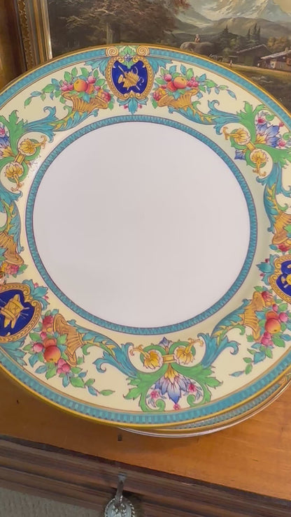 Gorgeous Set of 4 Antique Royal Worcester Dinner Plates — Pattern C976, England, Circa 1926, 10.5"
