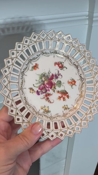 Pair of Dresden “Flowers” 6”Reticulated Plates