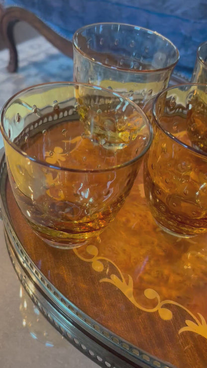 Set (12) Amber Bubble Glasses