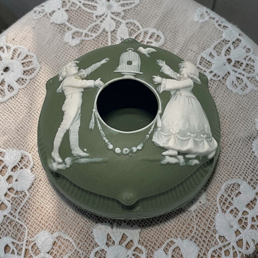 Vintage Green Jasperware Hair Catcher, Unique!