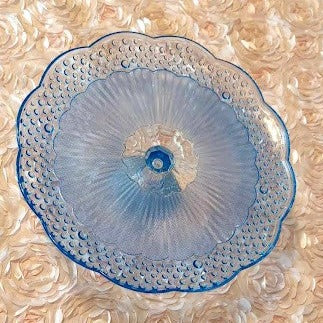 Ice blue glass footed hobnail cake stand, Gorham Emily's Attic, Just Stunning!