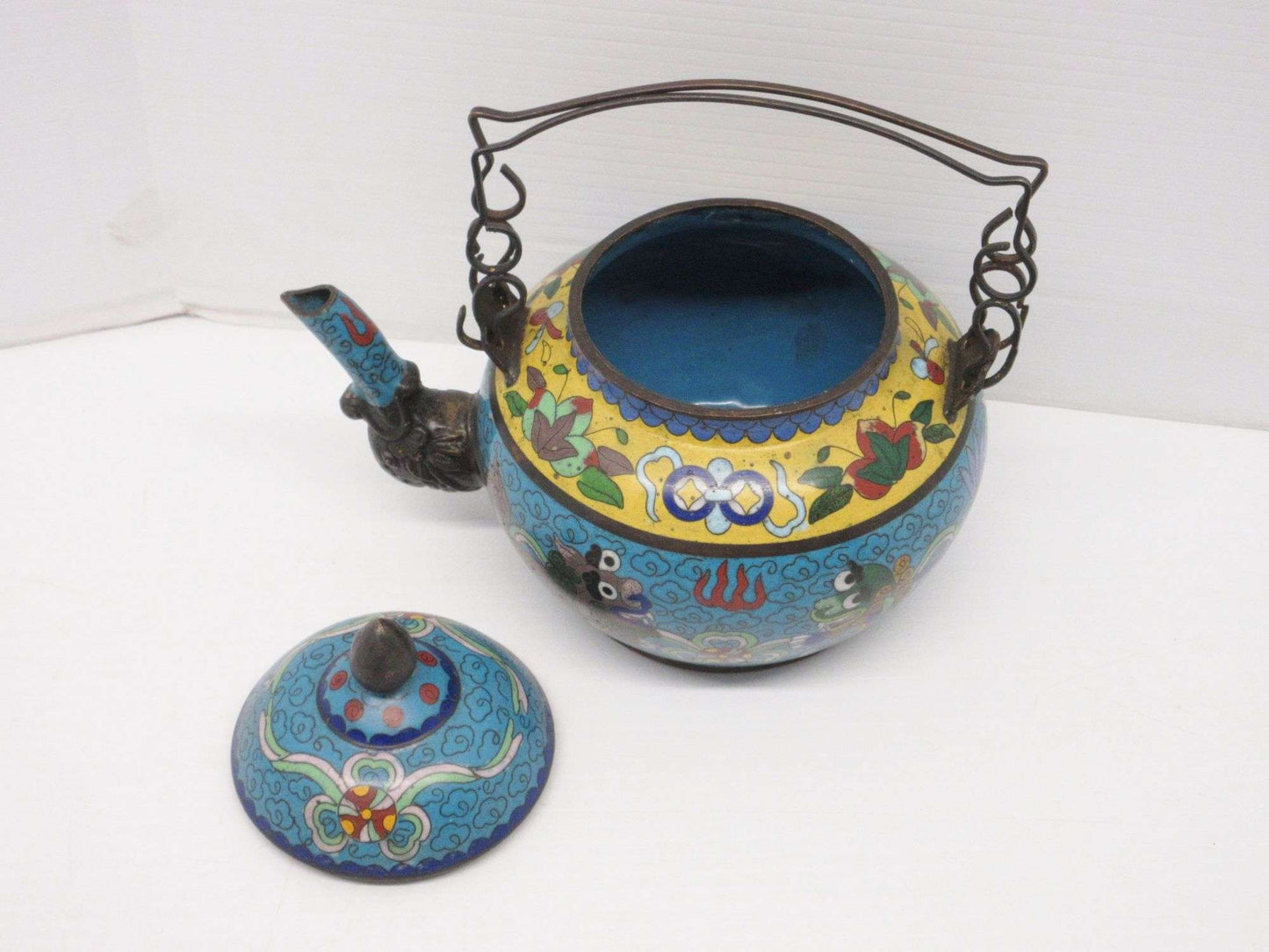 Rare Old Chinese Cloisonne Enamel Teapot