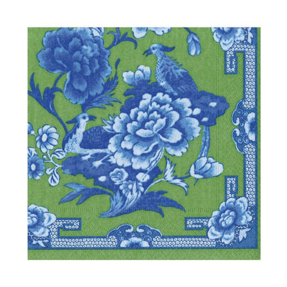 Caspari Green & Blue Plate Dinner Napkins - 20 Per Package