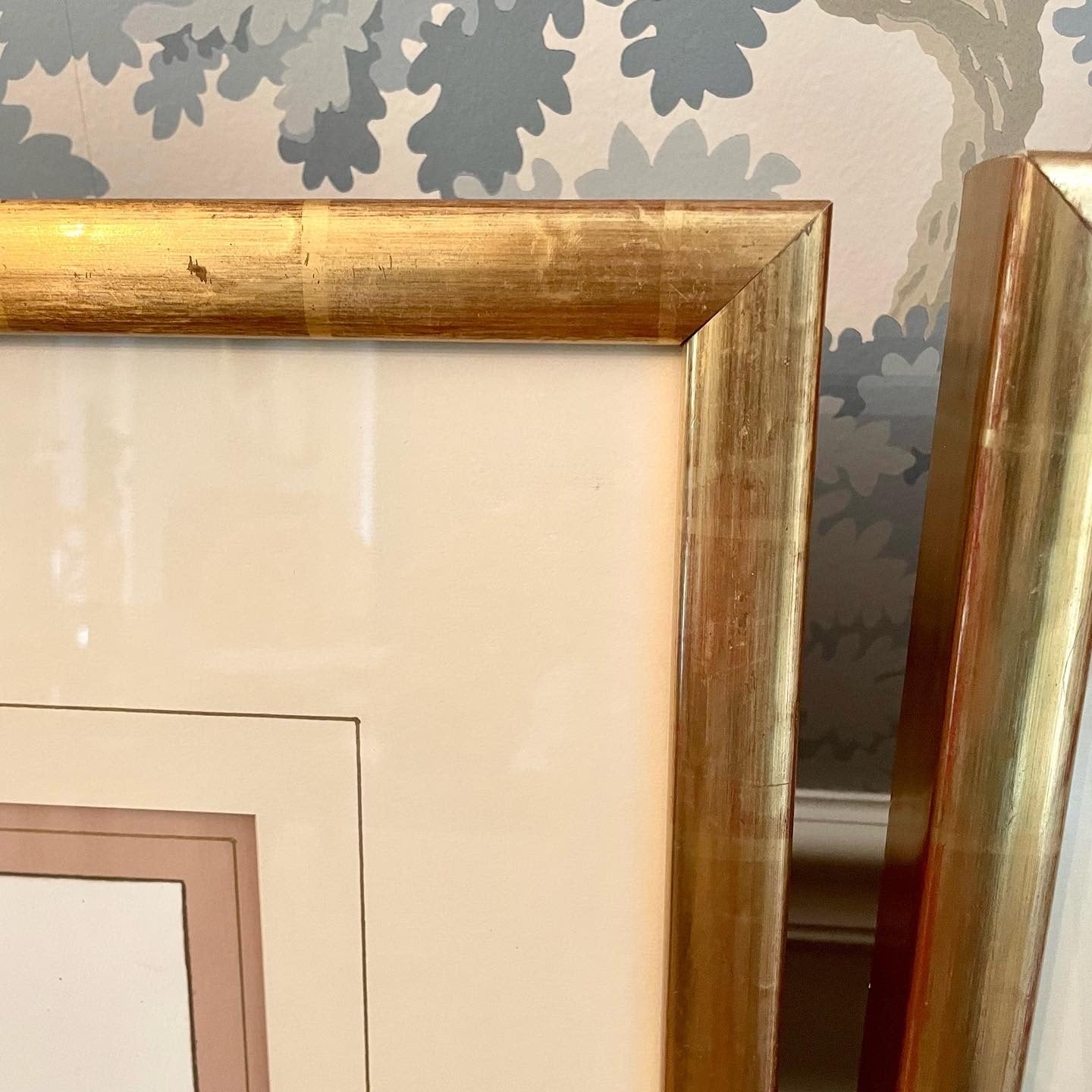 Gorgeous Pair (2) Large Botanical Framed Prints In Beautiful Gold Gilt Frames!