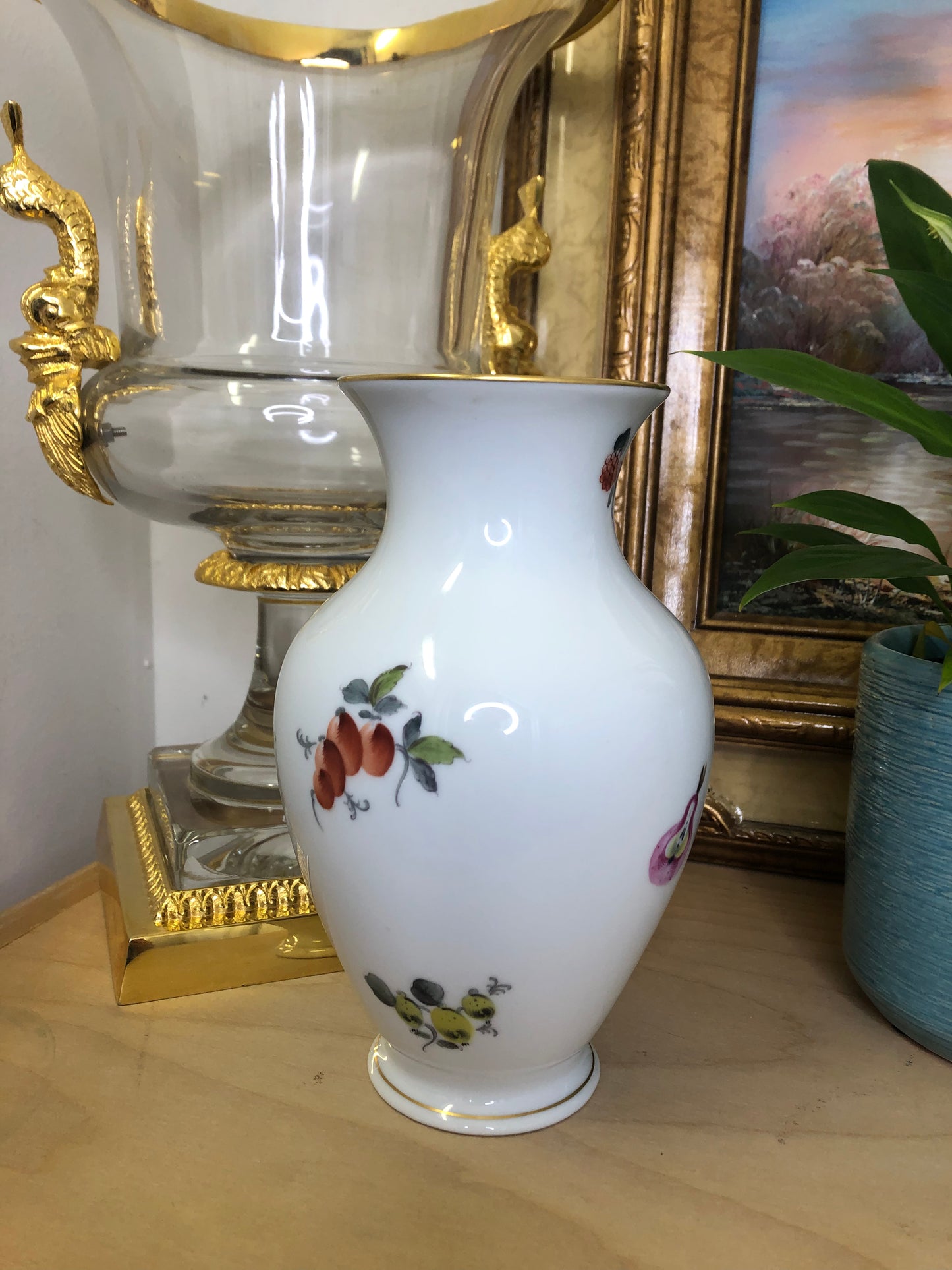 Vintage Herend "Printemps" Vase with Flowers, 7" Tall - As Is