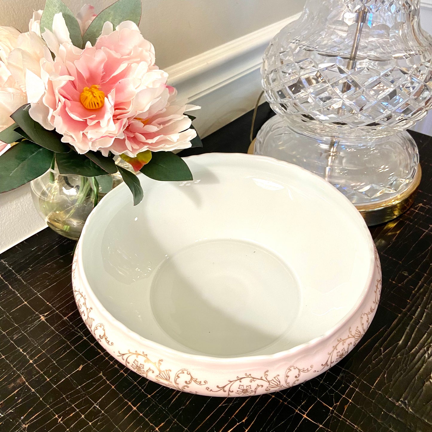 Designer vintage porcelain centerpiece large bowl by Jammet Seignilles Limoges France