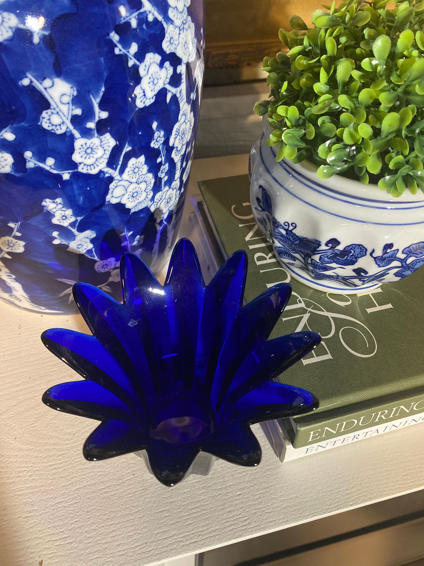 Handmade Cobalt Blue Glass Votive Candle Holder Vase by Studio Nova - Made in Portugal"