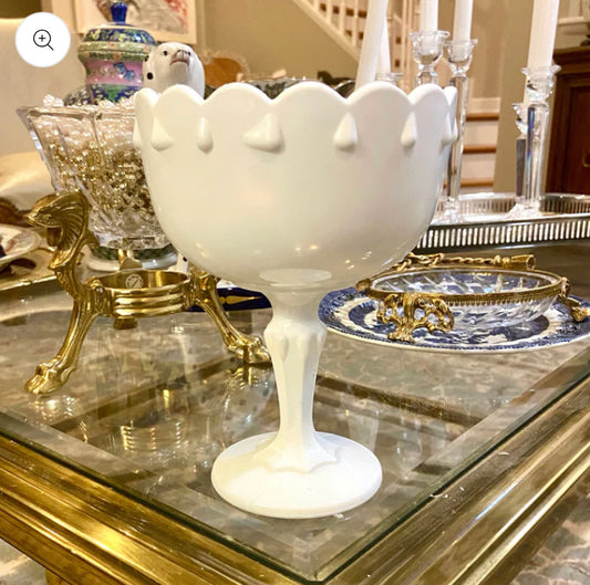 Vintage Milk Glass Footed Candy Dish
