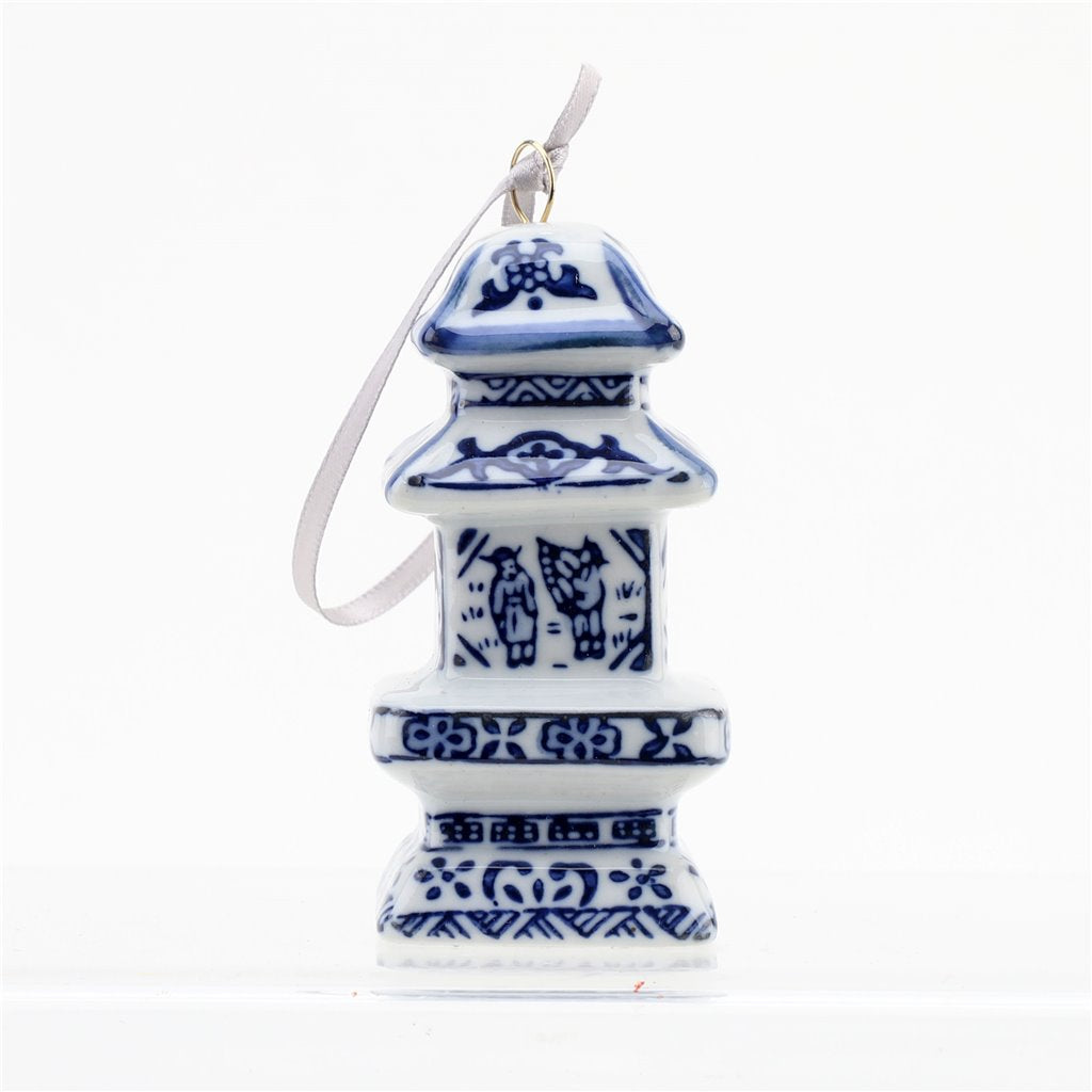Pre-Sale Blue & White Chinoiserie Glass Ornament Set (6)