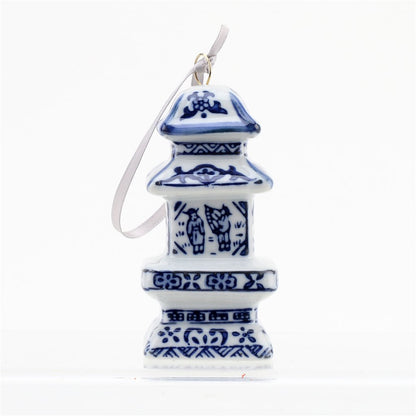 Pre-Sale Blue & White Chinoiserie Glass Ornament Set (6)