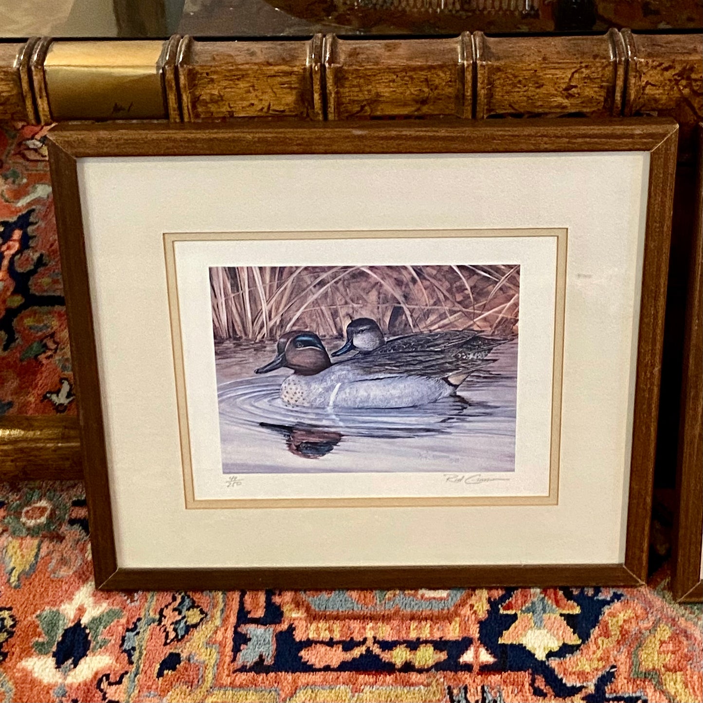 Set of 2 mallard duck vintage signed and numbered color lithograph prints wall art