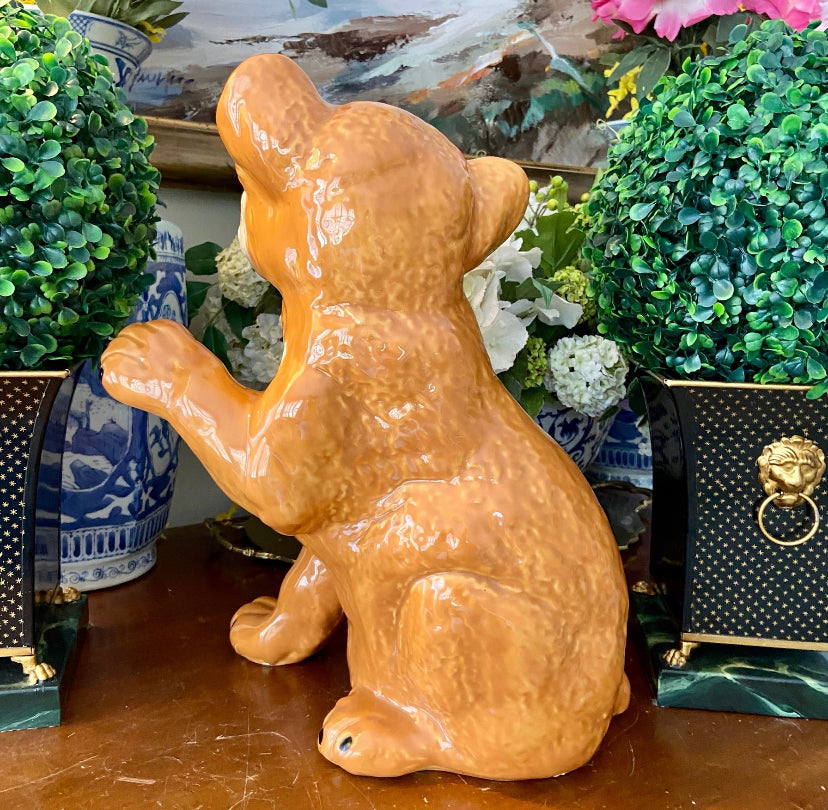 Lovely vintage Hollywood regency style lion cub ceramic custom statue decor