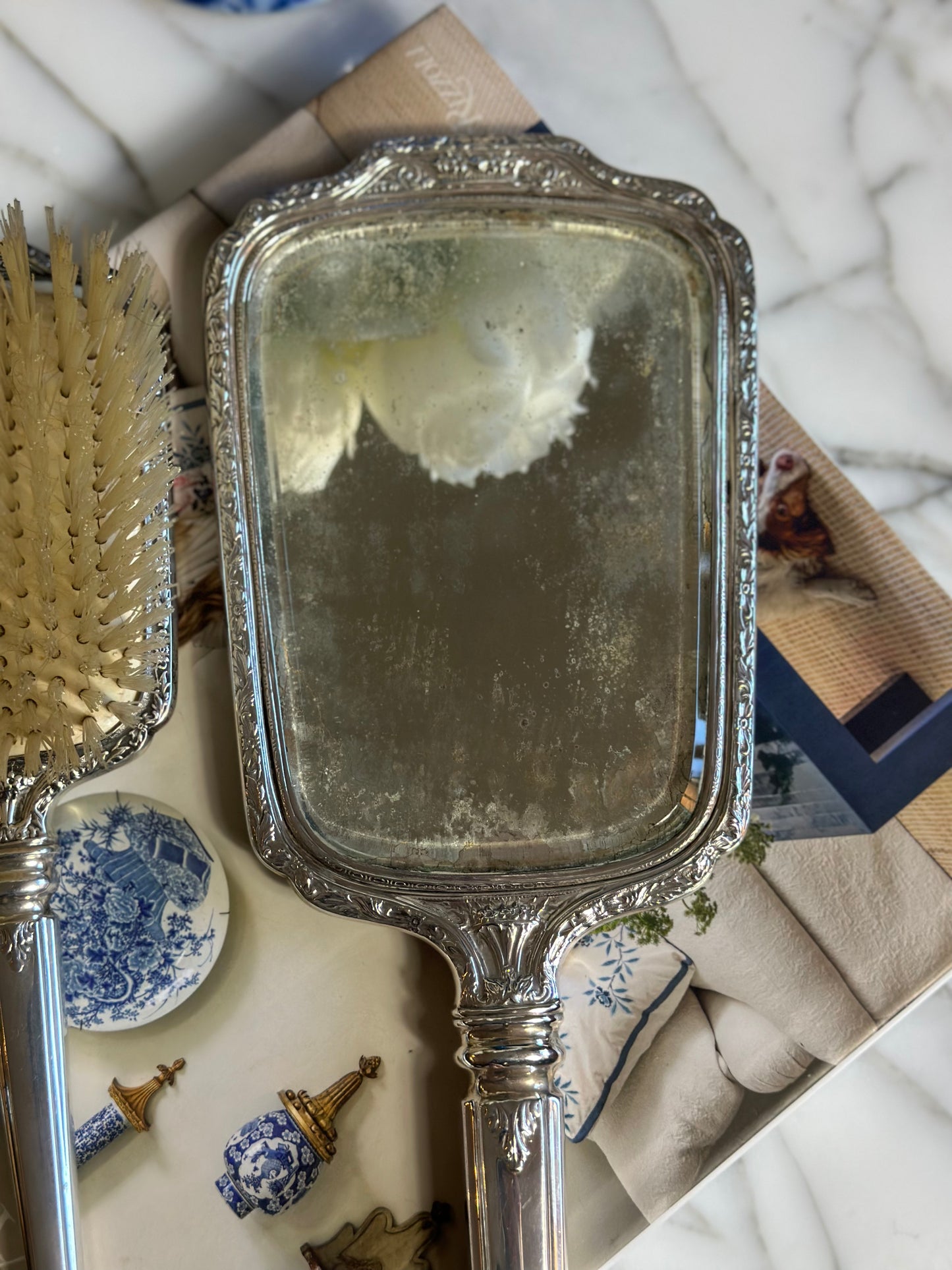 STUNNING -Antique BIRKS Sterling 3-Piece Vanity Set: Mirror, Comb, Brush - Excellent!