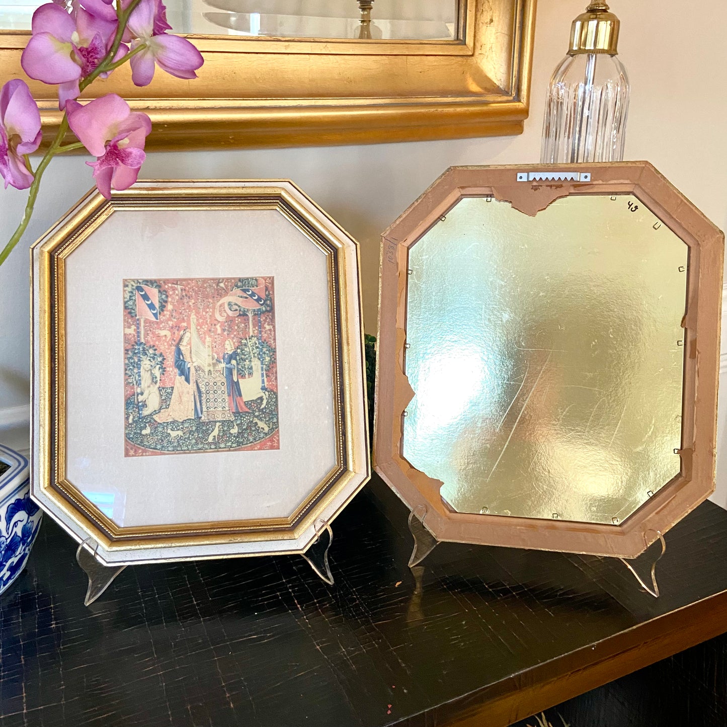 Set of two vintage color print wall art.