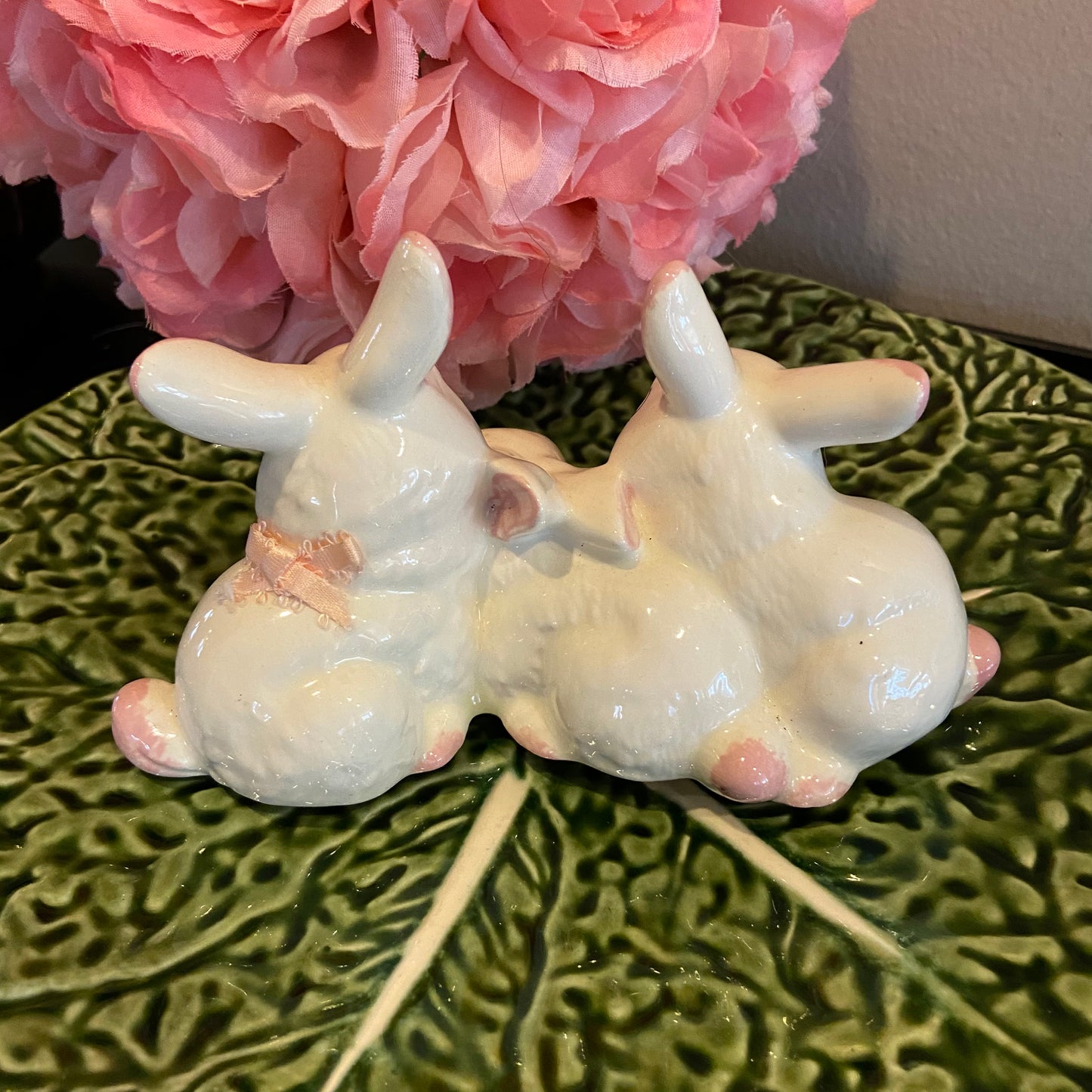 Three lil bunnies pink & white figures