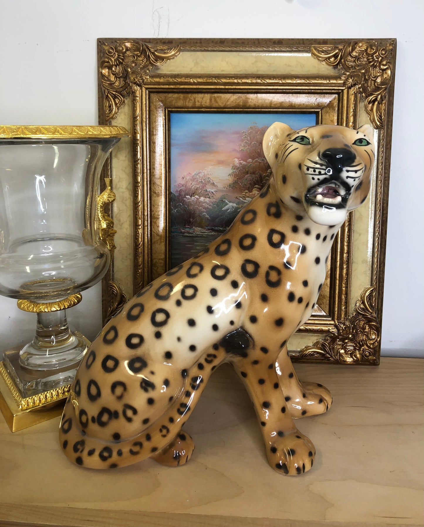 Stunning Large Jaguar Figurine, 13 1/2” x 12”