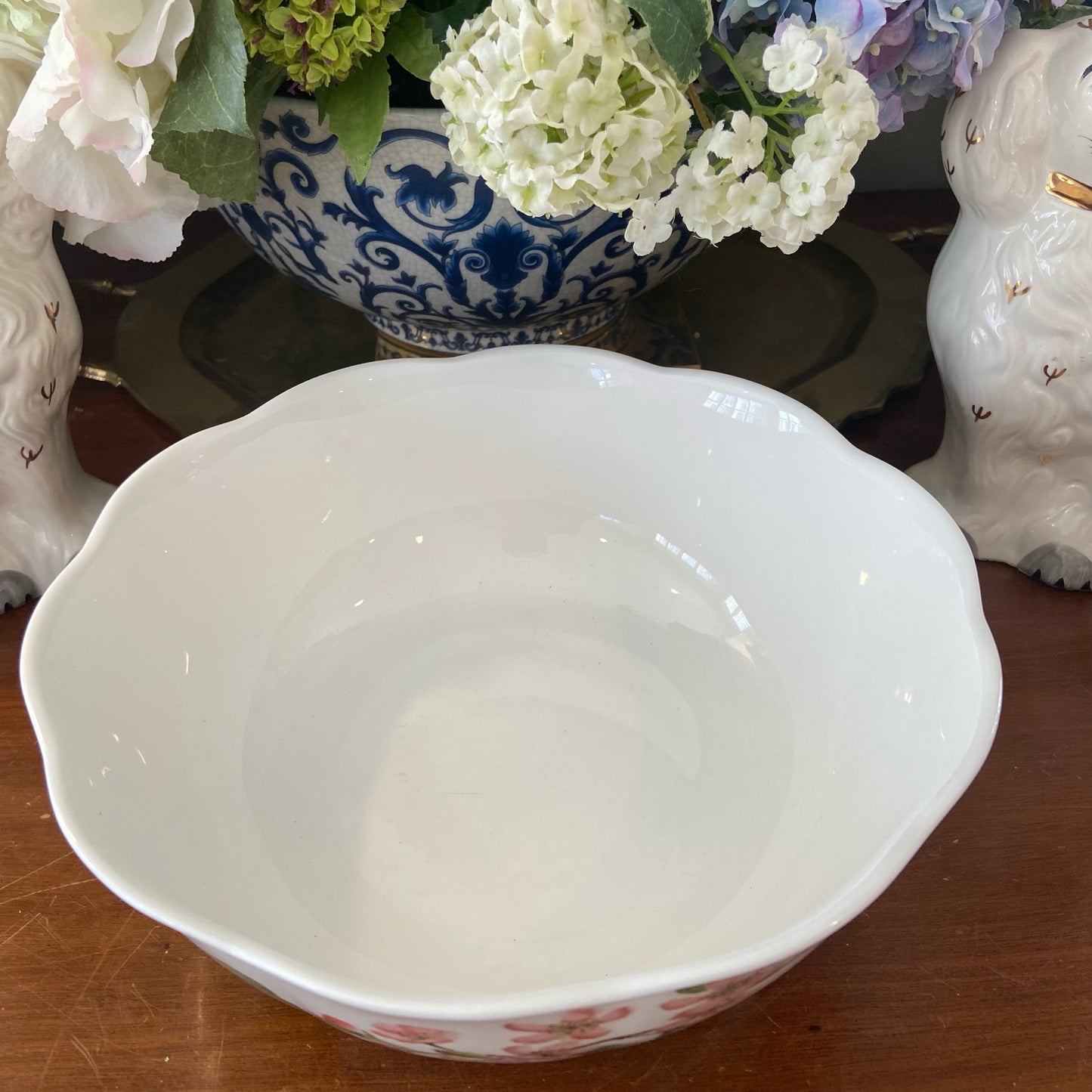 Vintage Lenox “Orchids in Bloom” scalloped edge large porcelain bowl.