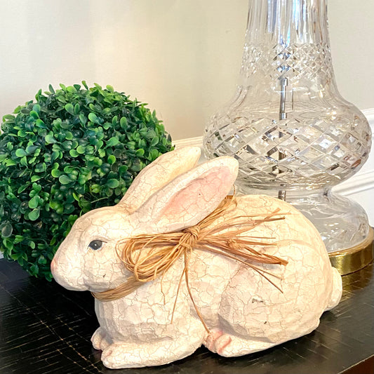 Vintage bunny rabbit with twine bow springtime decor
