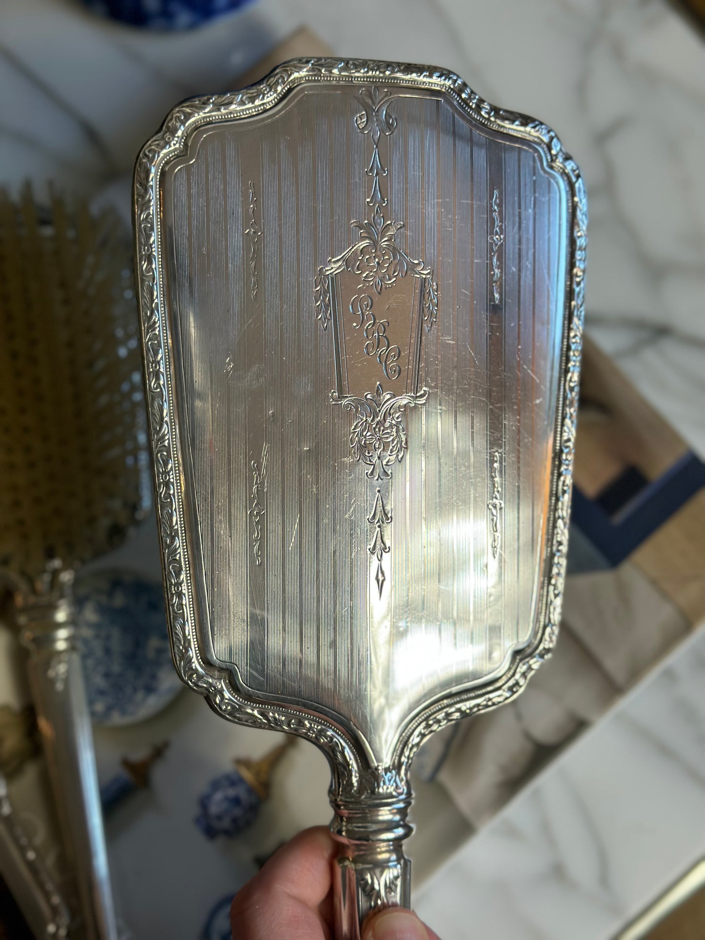STUNNING -Antique BIRKS Sterling 3-Piece Vanity Set: Mirror, Comb, Brush - Excellent!