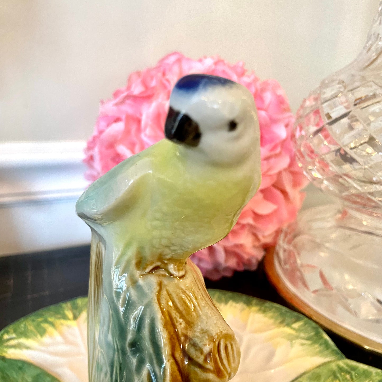Stunning porcelain majolica style bird.