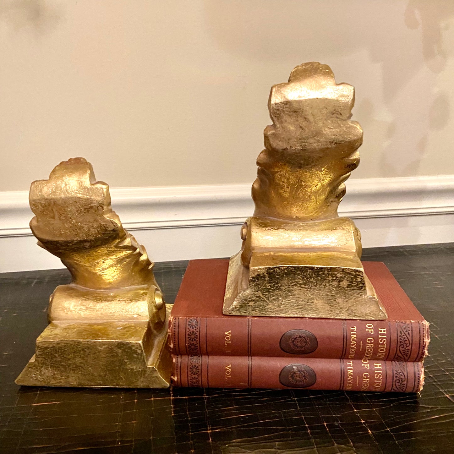 Pair of gorgeous acorn gold scroll decor or bookends