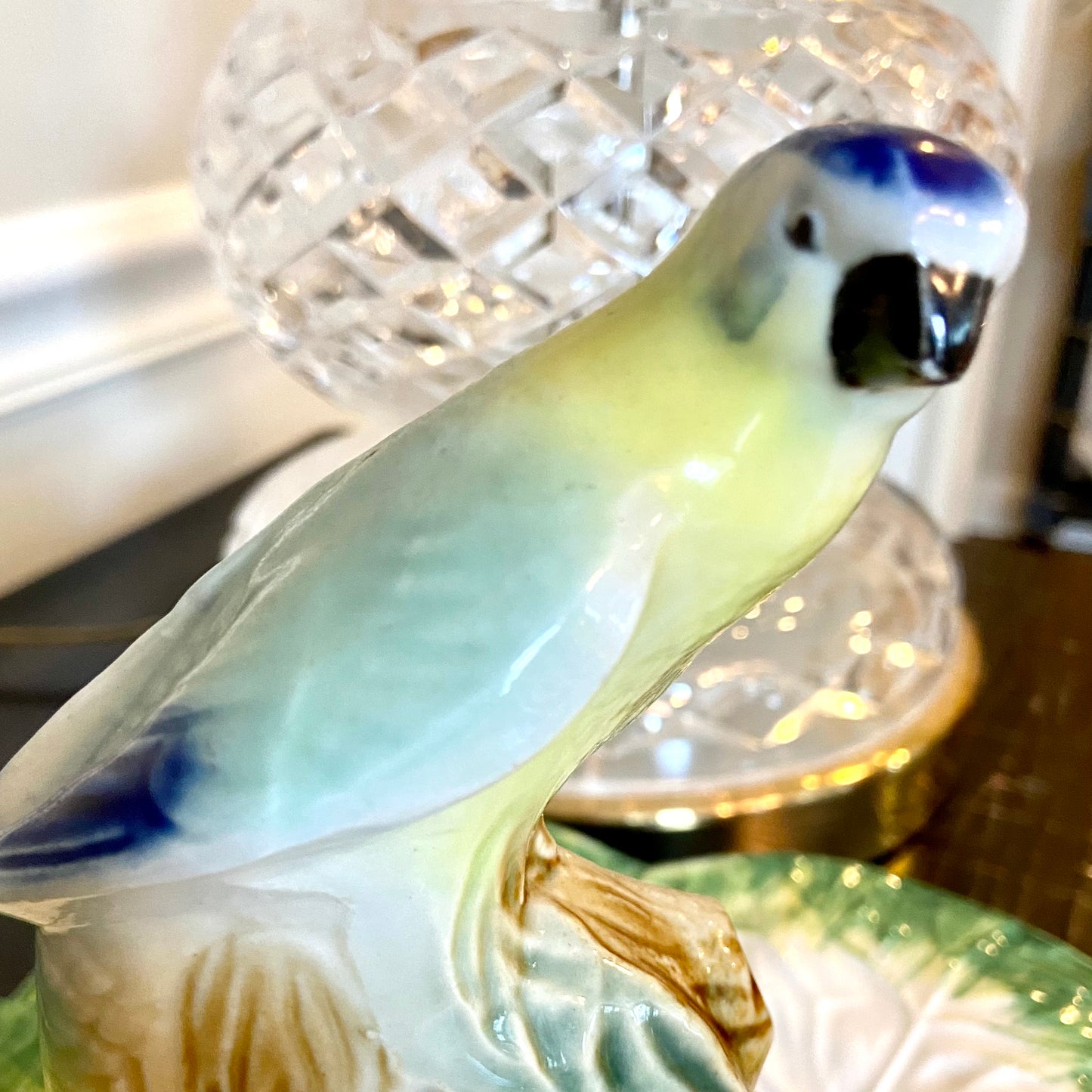 Stunning porcelain majolica style bird.