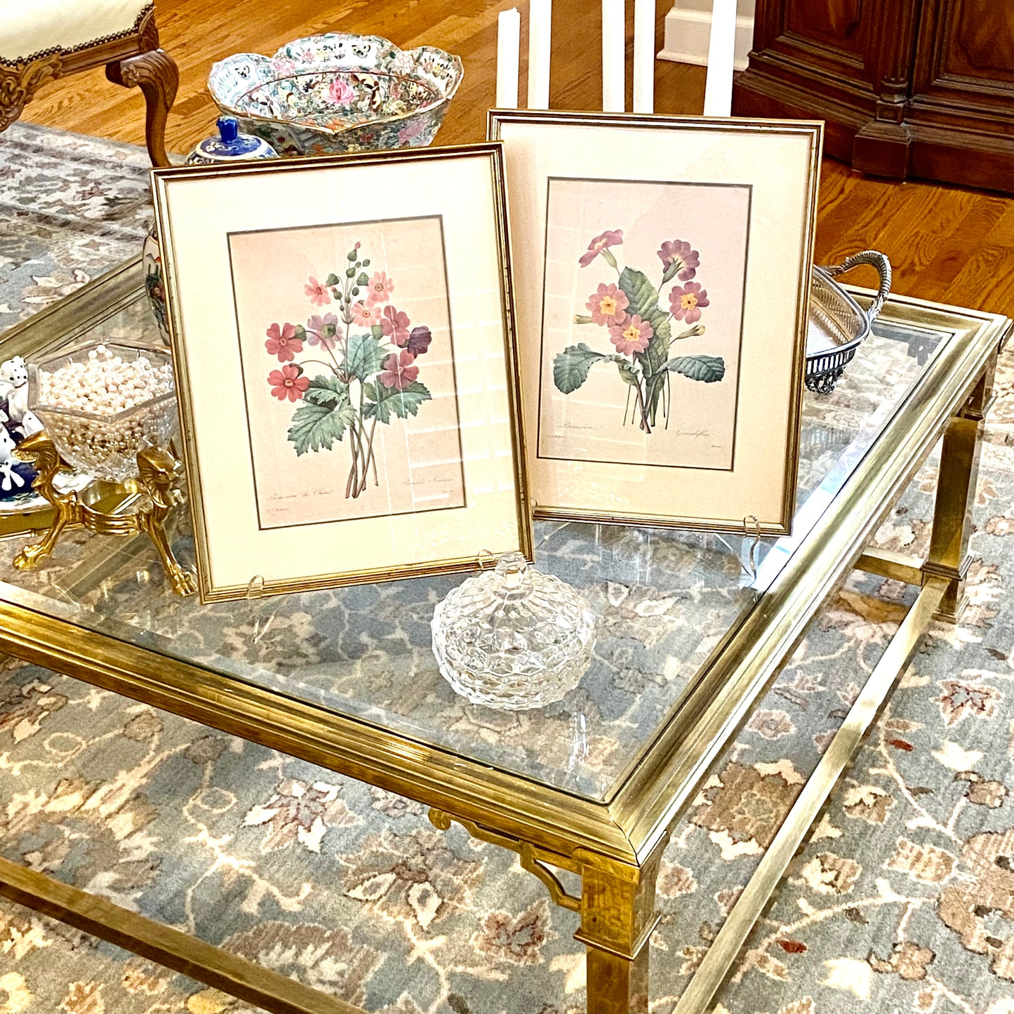 Stunning pair of vintage botanical floral lithograph prints Wall art