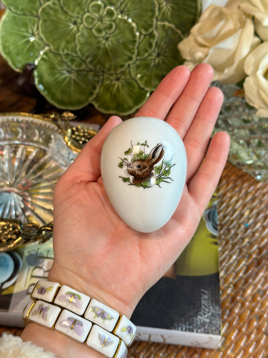 Herend Bunny Rabbit Egg Trinket Dish, 3" Long - $130, Pristine!