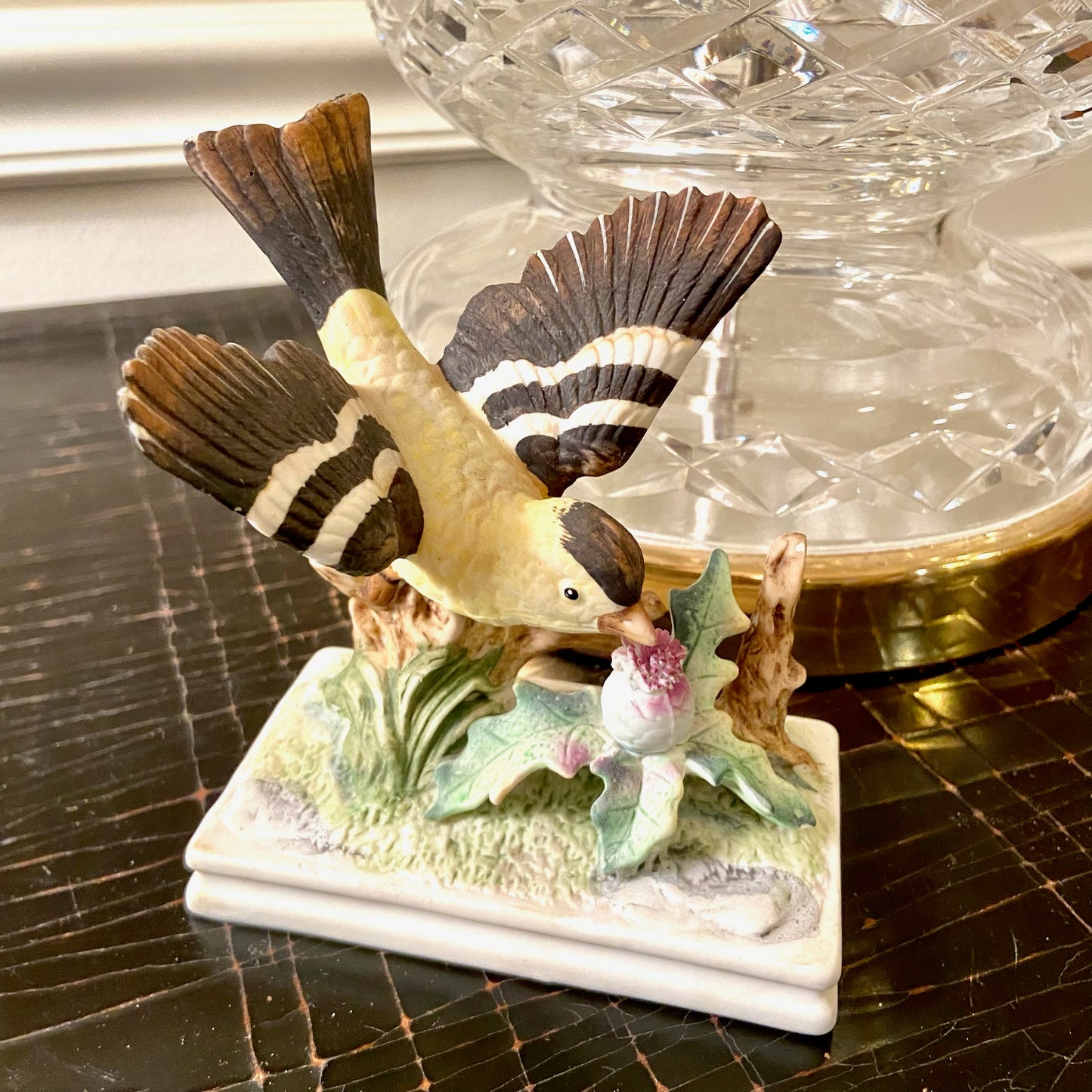 Set of two vintage porcelain bird figurines by designer Royal Crown